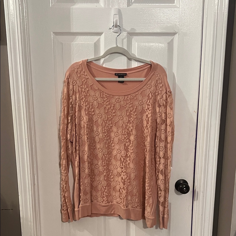 Adrianna Papell Lace Blouse - Soft Peach